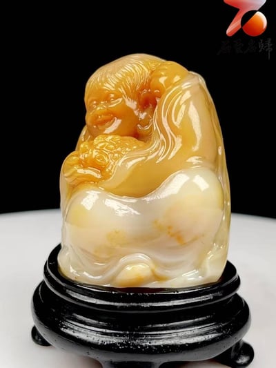 老撾田黃銀包金擺件【劉海對金蟾】3