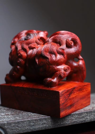 印度小葉紫檀大方印【瑞獅納吉】6