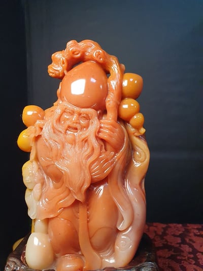 壽山桃花芙蓉凍石【南極仙翁】2