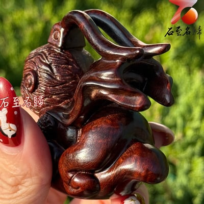 天然 印度小葉紫檀高油密帶金星樹心料 湘工手作【孫悟空-騰雲駕霧】2