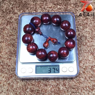 海南黃花梨  蜘蛛紋老料20mm手珠 重量37.4公克7