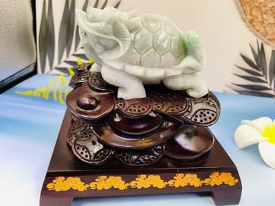 天然A貨 紫糯米翡翠帶翠綠 附收藏證書【龍龜】6