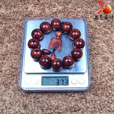 精品 海南黃花梨 野生老料天眼+鬼臉19mm手珠 重量37.3公克7