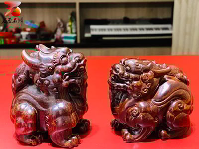 印度小葉紫檀高油密二膘料 湘工手作【瑞獸貔貅套組】6