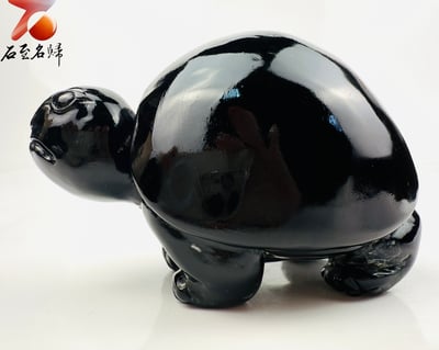 丹東石純手工雕烏龜 張國民雕刻家作品【墨墨守財龜】1