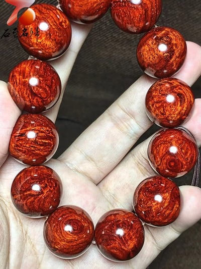印度小葉紫檀老料炫彩瘤疤+金星20mm手珠【君檀】5