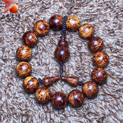 海南黃花梨360度滿瘤疤15mm手珠【至尊王者】重量31.8克6