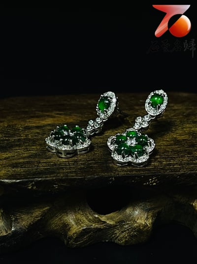 冰種翡翠A貨+925銀【梅花造型耳環】附玉石鑑定書2