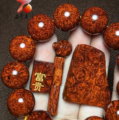 印度小葉紫檀 超爆滿瘤疤18mm手珠【富貴】2