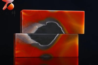 天然壽山五彩奇石對章 【火焰山】8