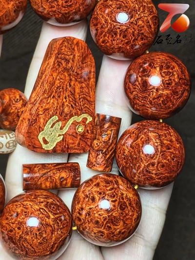 印度小葉紫檀 爆滿瘤疤 25mm手珠【如意】3