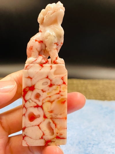 巴林奇特雞血石【歐俊杰作品-古獸印章】3