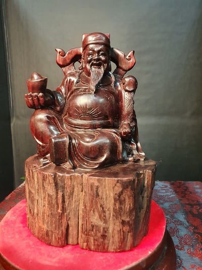 千年拆房老料高油密印度小葉紫檀【財神爺】1