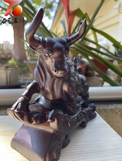 台灣現貨 實體店鋪 進口黑檀木【財運如虹牛】5