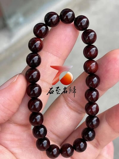 天然 印度小葉紫檀玻璃底老料 高油高密8mm手珠【福在眼前款/素珠款】8