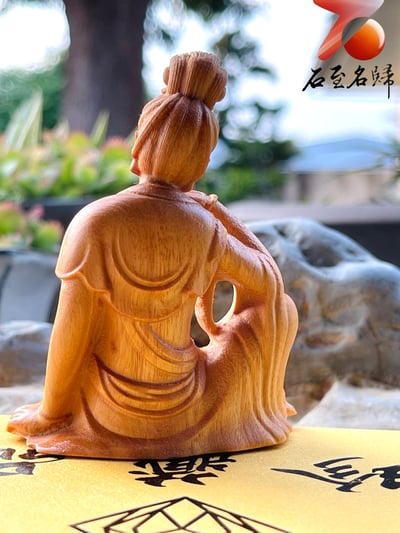 天然崖柏木整料雕 【自在觀音】附精美收藏禮盒3
