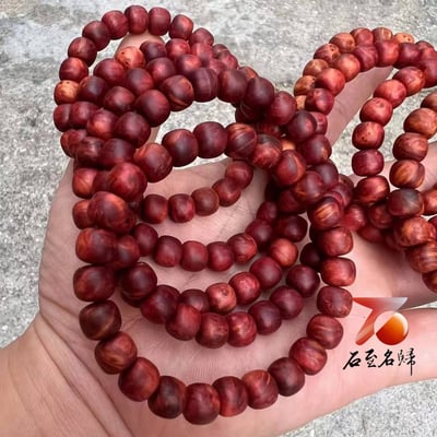 精選血柏老型珠7mm×8mm 老料滿瘤疤帶閃電紋心材3