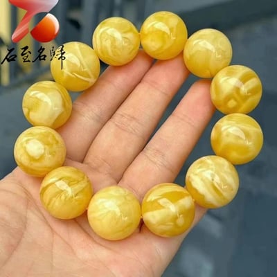 20mm+精品俄料滿蜜黃妖花圓珠手串6