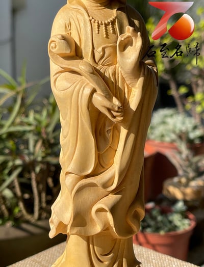 雲南大葉黃楊木精雕作品【念珠觀音】6