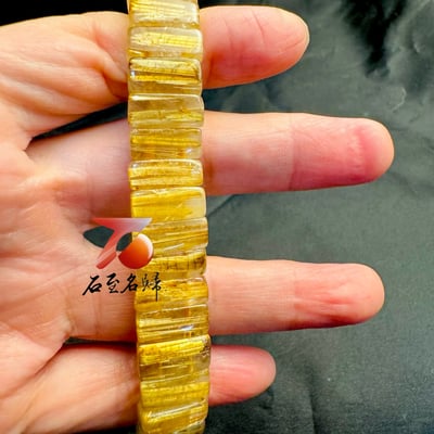 一物一拍｜天然巴西順絲鈦晶水晶手排 寬13.3mm 手圍17公分2