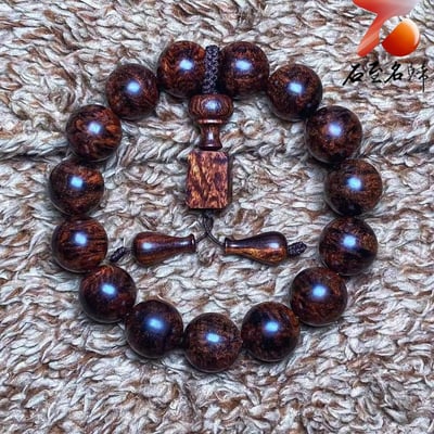 臻藏 海南黃花梨老料 爆滿芝麻點15mm手珠 重量30克7