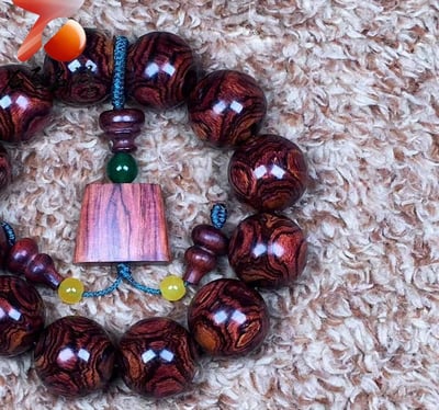 臻品 海南黃花梨野生紫油梨20mm罕見X紋對眼鬼臉 重量45.6g3