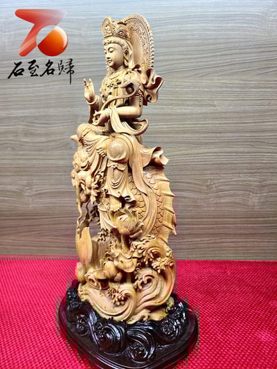 印度老山檀香【鰲魚觀音】手稿清刀造像6