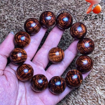 臻藏 海南黃花梨老料 螺旋水波陰陽珠20mm手珠 重量50克7