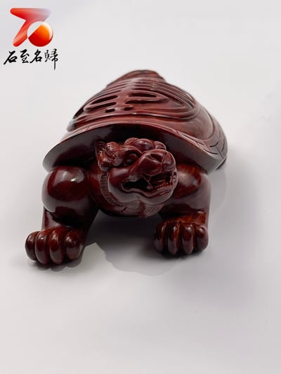 印度小葉紫檀高油密料 湘工師父精雕  【福壽龜】2
