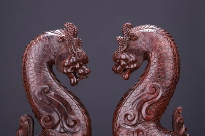 印度小葉紫檀【飛天麒麟】一對3