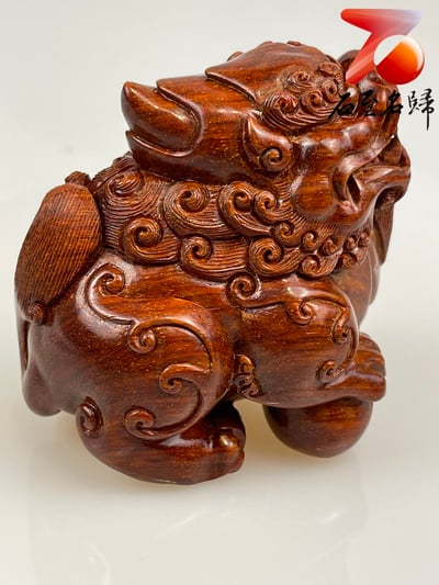 印度小葉紫檀高油密材質 湘工工藝精品手把件【踩球貔貅】4