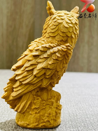 天然崖柏木整料雕 【貓頭鷹】附精美收藏禮盒3