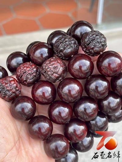天然 印度小葉紫檀玻璃底老料 高油高密20mm手珠【招財貔貅】6