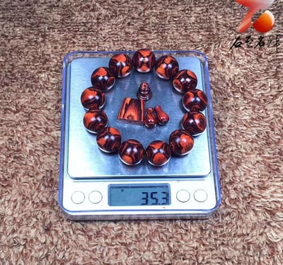 臻藏 海南黃花梨野生料18mm手珠 重量35.3克7