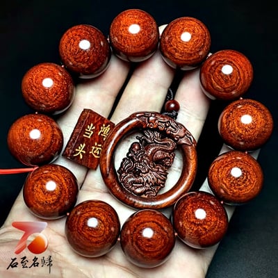 印度小葉紫檀20mm 龍鱗+金星【鴻運當頭】9