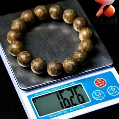 天然野生 老料柬埔寨虎斑紋沉香14mm×15顆  重量16克+6