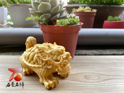 黃楊木精雕擺件【龍龜】木雕龍龜2