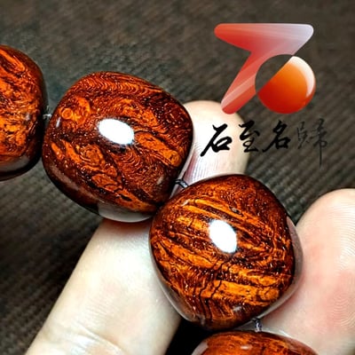 印度小葉紫檀20mm滿瘤疤老形珠【友誼-梧桐葉上，點點露珠】6