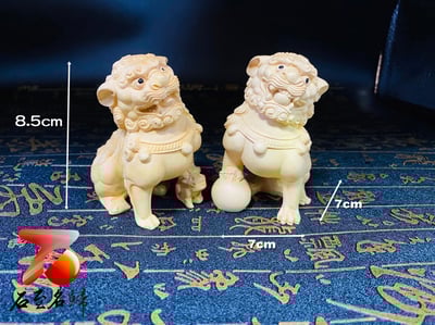 黃楊木精雕作品【吉祥獅套組】1