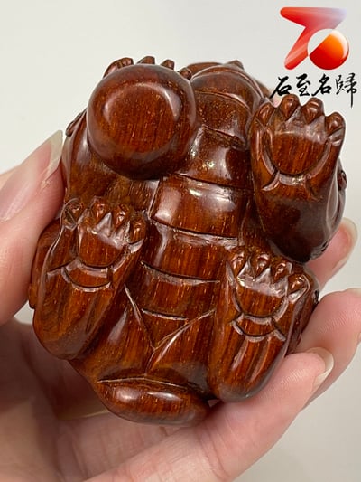 印度小葉紫檀高油密材質 湘工工藝精品手把件【踩球貔貅】7
