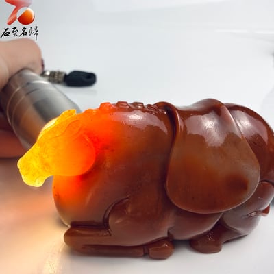 天然 老撾結晶透光朱砂石【紅運天駒】馬年開運石雕/手把件6