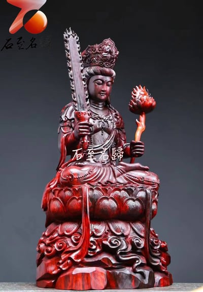 印度小葉紫檀 清刀手作【虛空藏菩薩】高31公分2