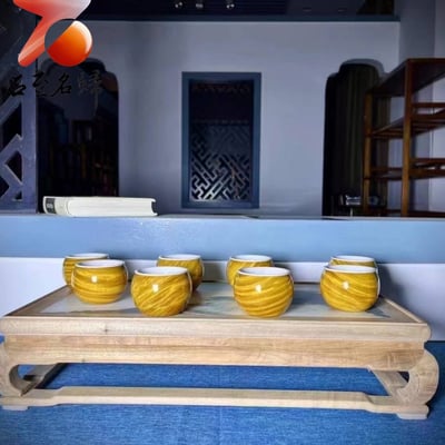 金絲楠木滿水波紋茶杯 長6.8x高4.8公分 耐高溫中式茶具3