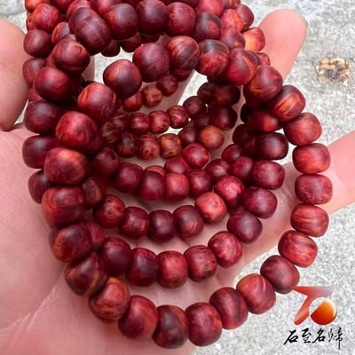 精選血柏老型珠7mm×8mm 老料滿瘤疤帶閃電紋心材2