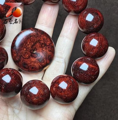 正宗印度小葉紫檀20mm老料 泥料 爆滿螺旋金星8