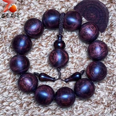 臻藏 一木五串 海南黃花梨絕品紫油梨老料20mm手珠 重量57.5克6