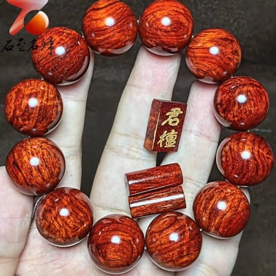 印度小葉紫檀老料炫彩瘤疤+金星20mm手珠【君檀】6