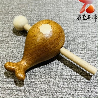 鯨魚木木魚 櫸木＋松木天然鑲嵌 靜心解壓神器 佛系可愛桌面擺件6