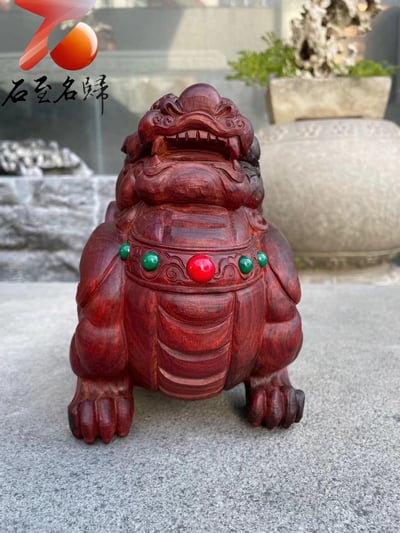 印度小葉紫檀高油密老料純手工製【如意招財貔貅】2