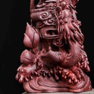 印度小葉紫檀清刀手作【御龍觀音】8